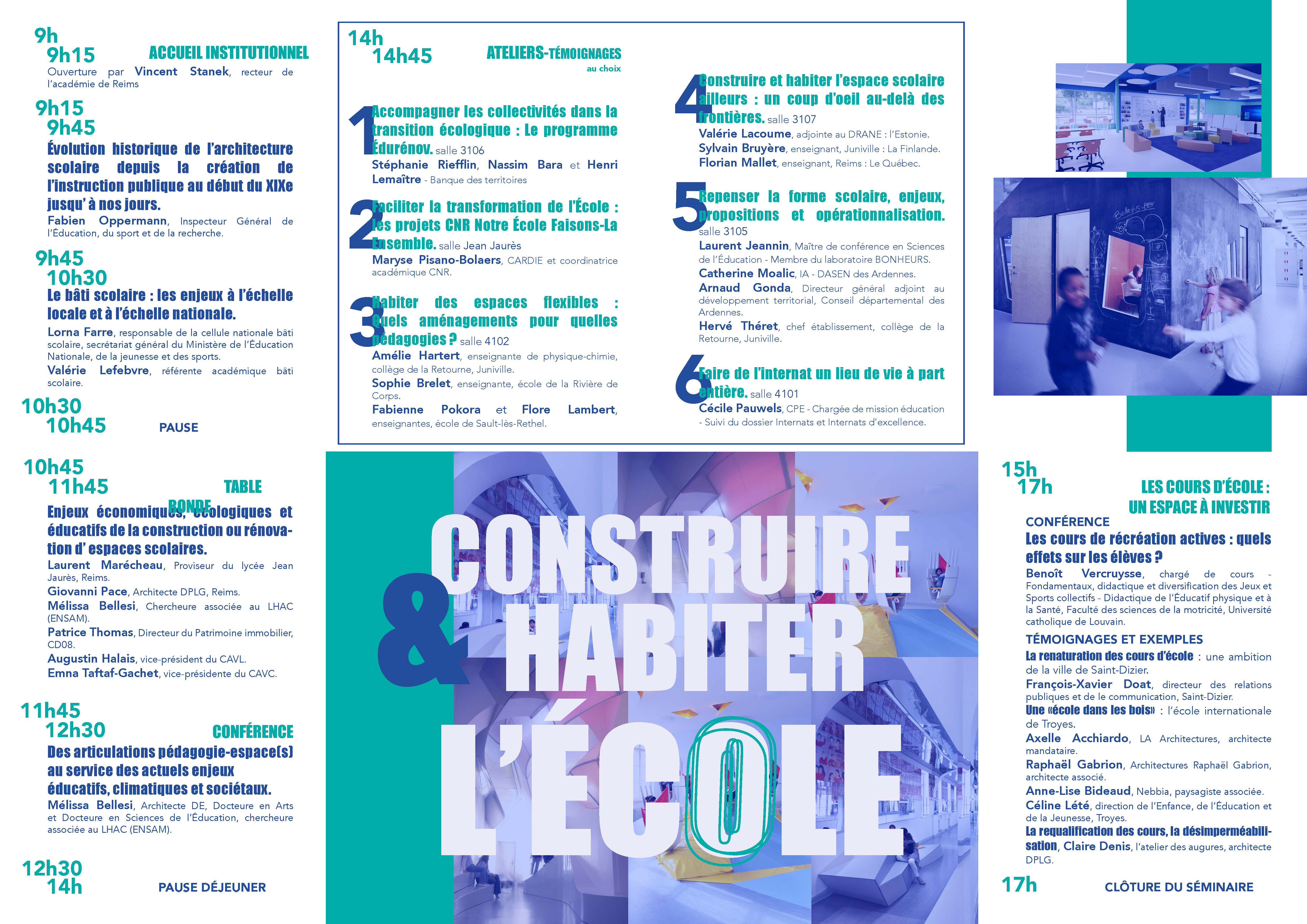 programme séminaire académique « Construire et habiter l’École »